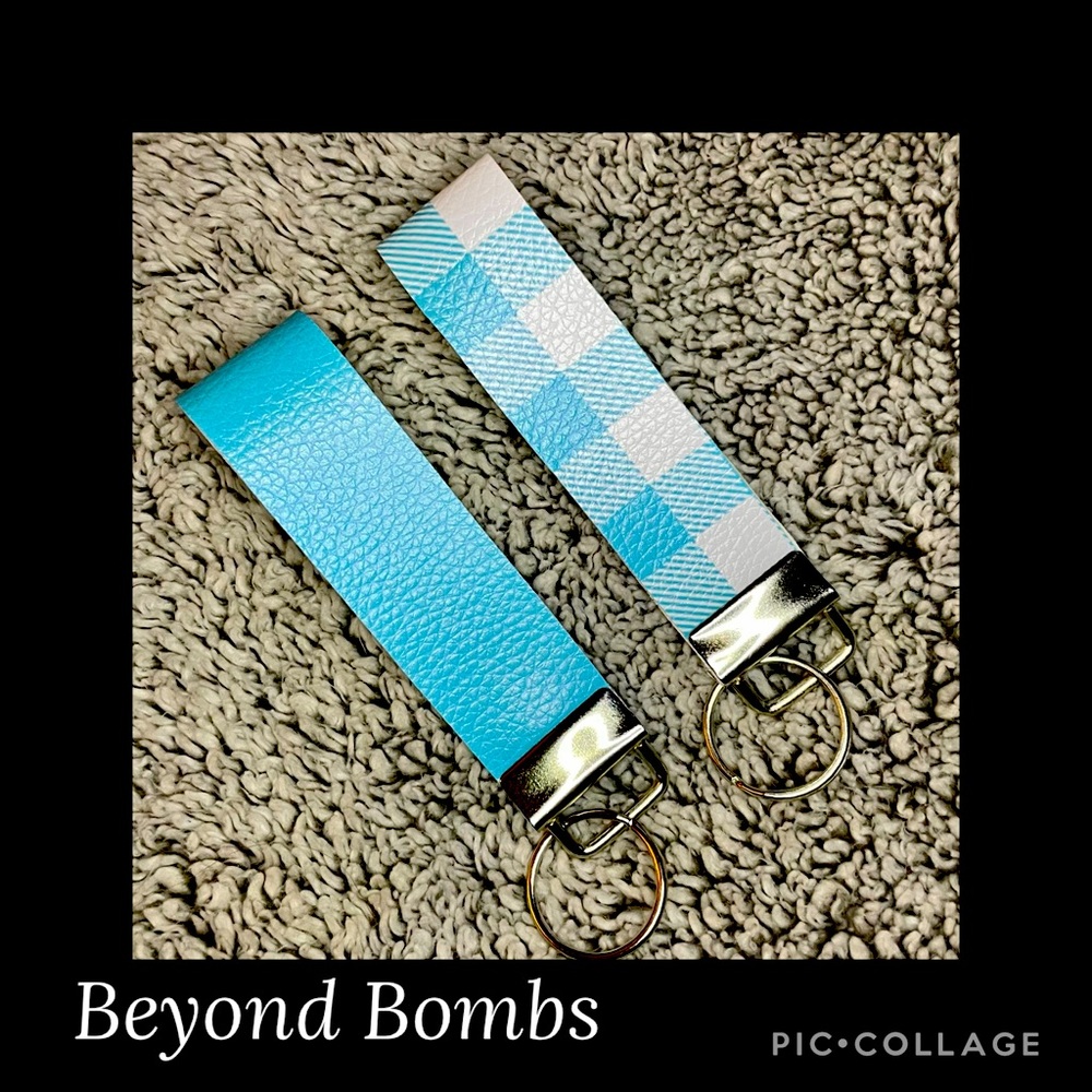 Light Blue & White Matching Wristlets - Handmade